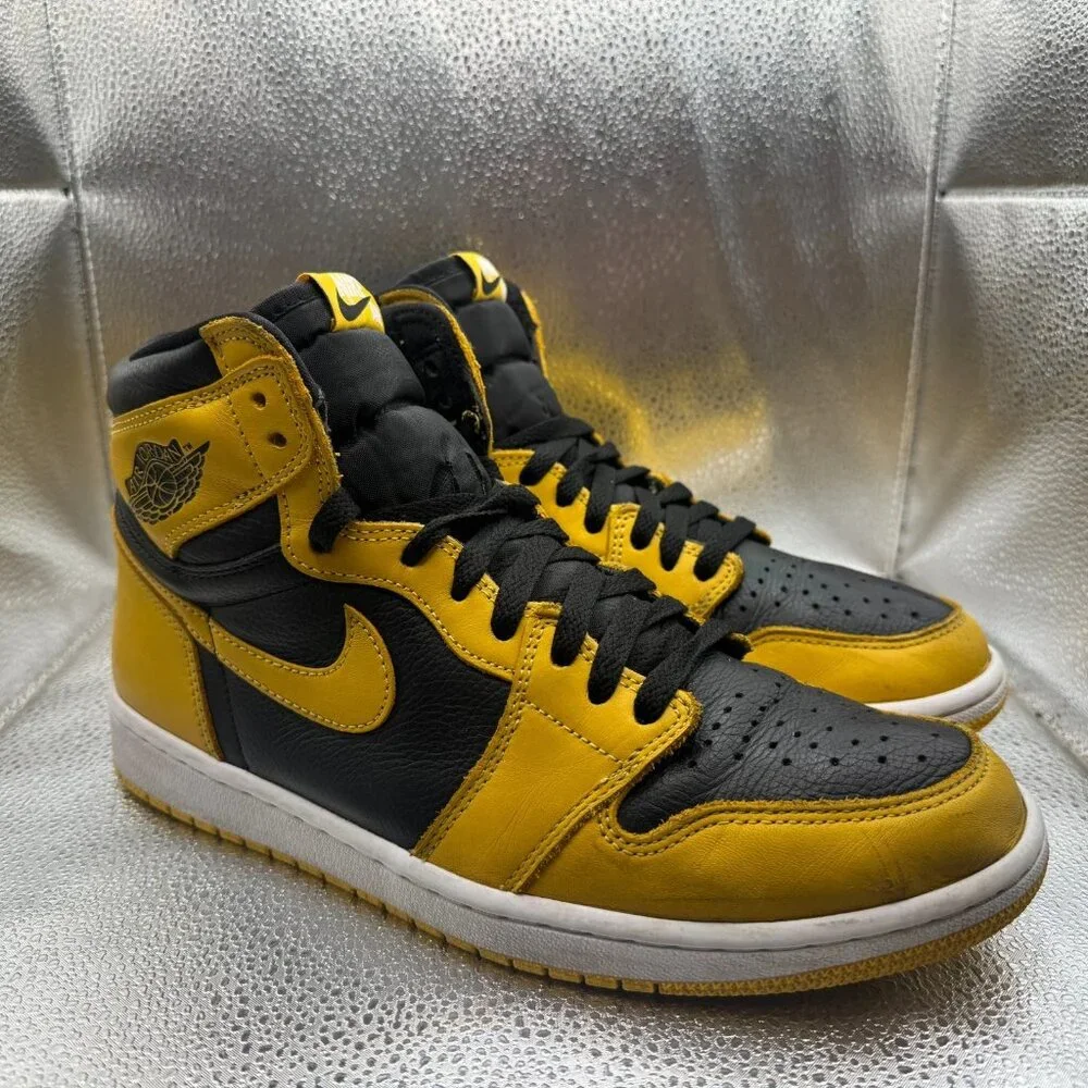 Size 10 Nike Air Jordan 1 Retro OG High Pollen Mens‎ Yellow Sneakers 555088-701